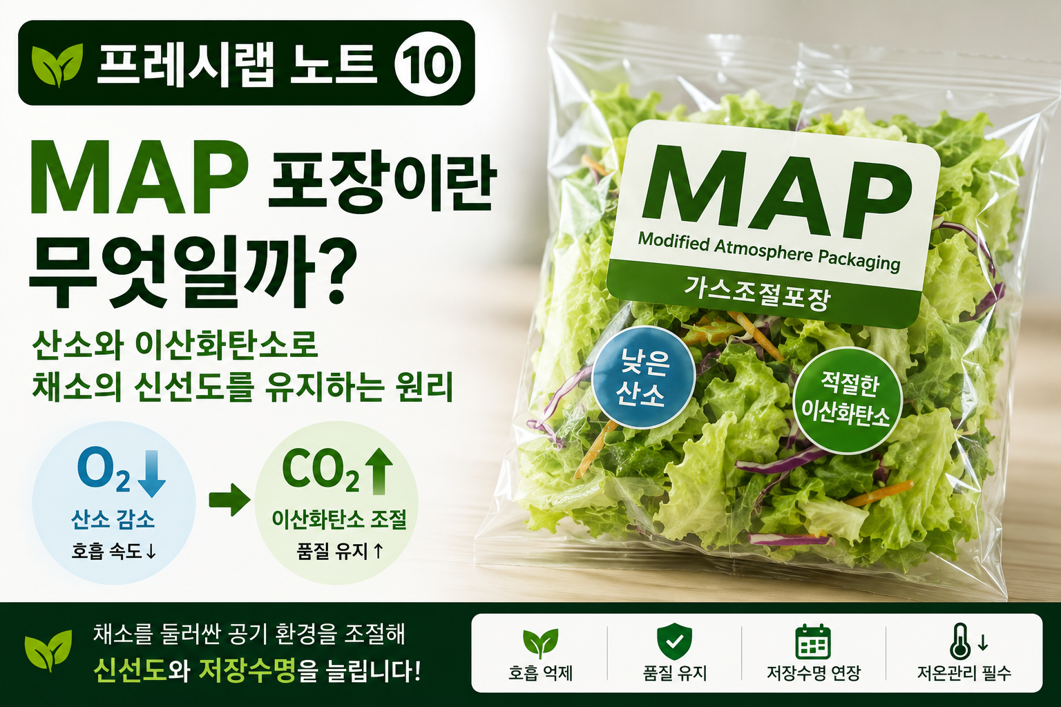 채소 MAP 포장 신선도 가이드