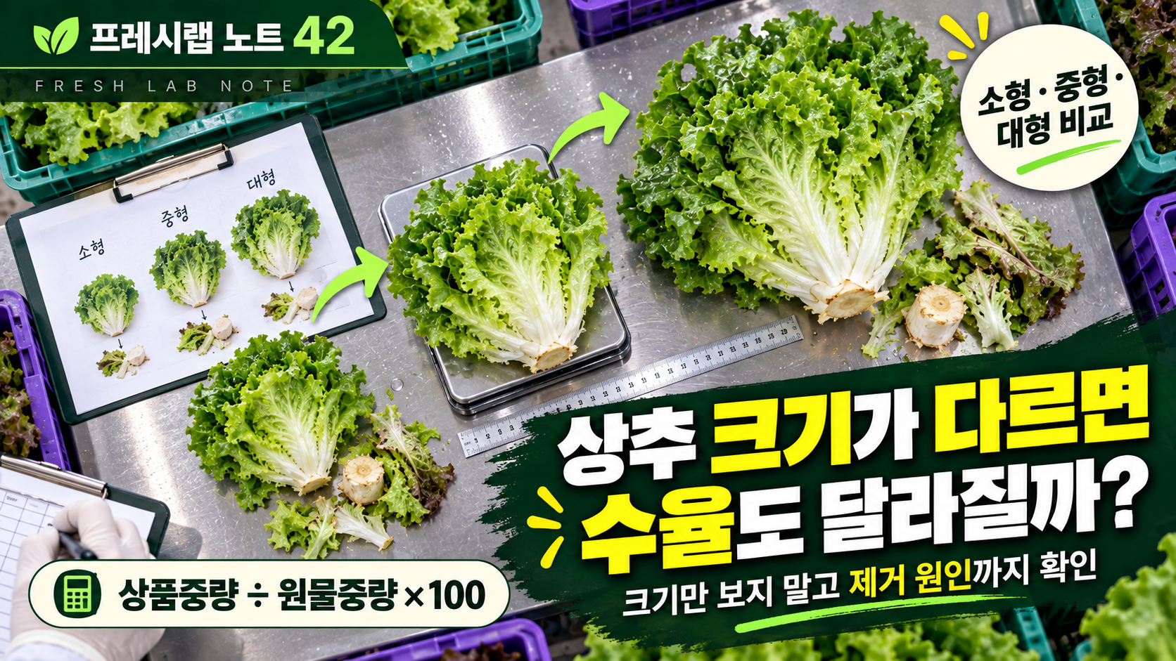 상추 크기별 수율 비교 실험