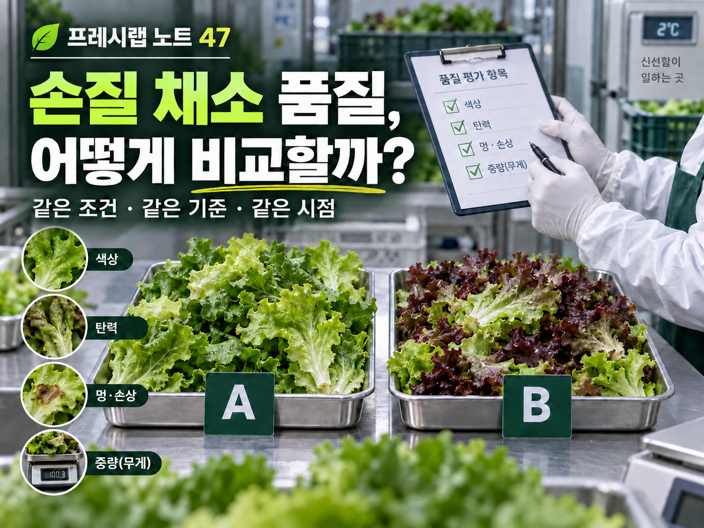 손질 채소 품질 비교