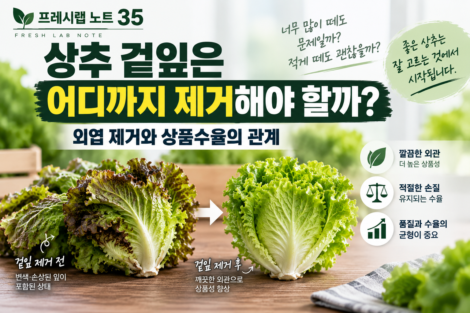 상추 겉잎 제거와 상품수율 가이드