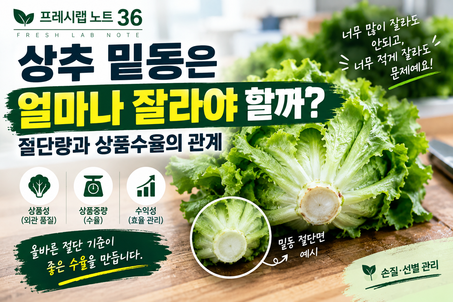 상추 밑동 절단 기준 인포그래픽
