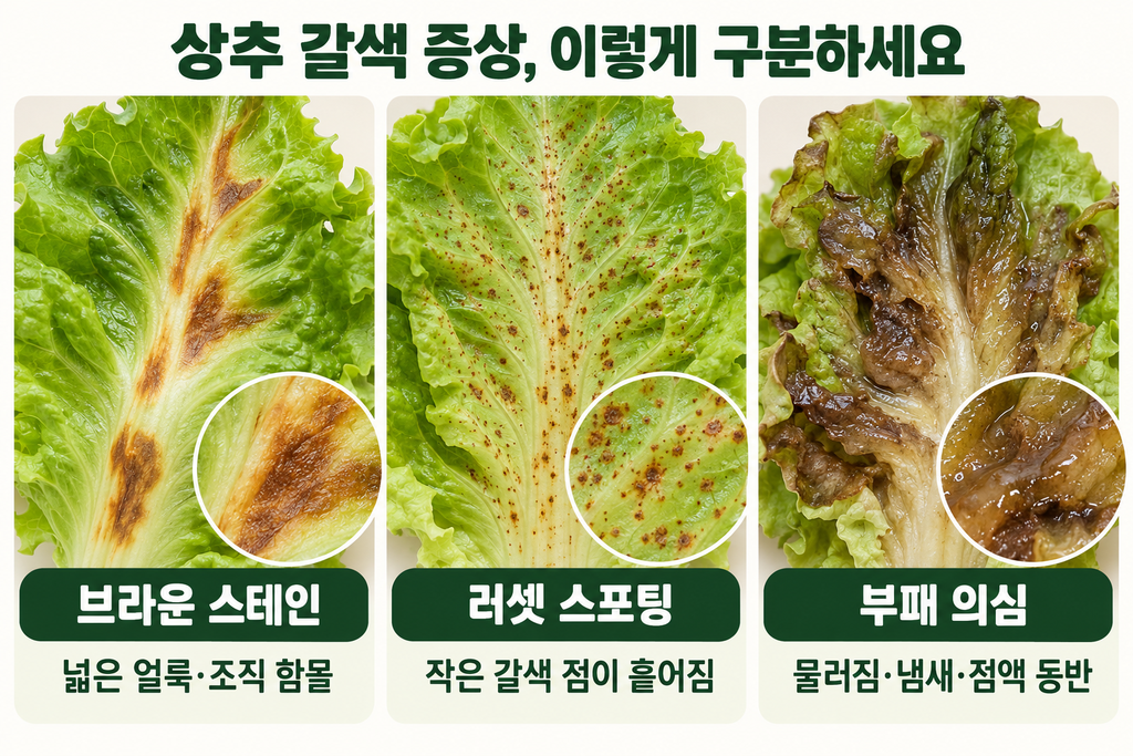 브라운 스테인·러셋 스포팅·부패 비교