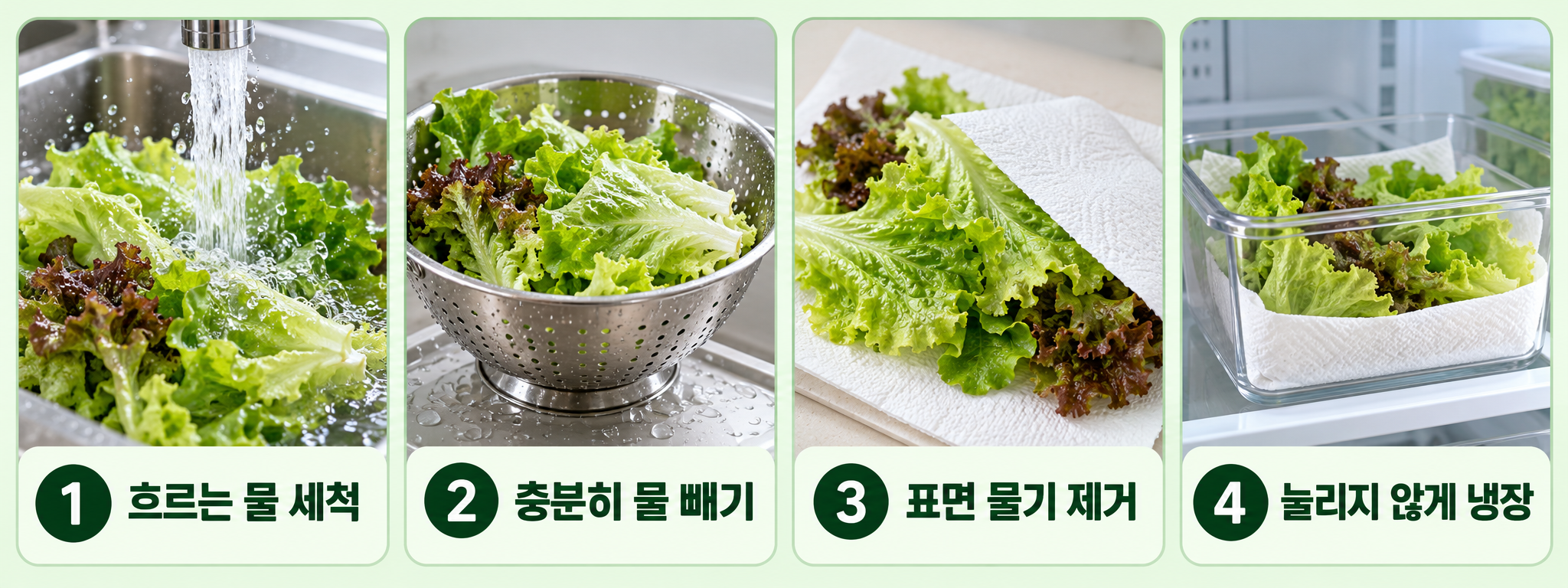 상추를 씻어서 보관할 때 지켜야 할 네 단계